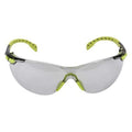 Solus Safety Glasses, Anti-Fog/Scratch, Frameless, Black/Green Temple, Indoor/Outdoor Gray Lens