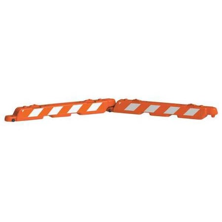 Airport Barricade, Plastic, Diamond, 10 in Height, 96 in Length, 25 lb, Orange/White