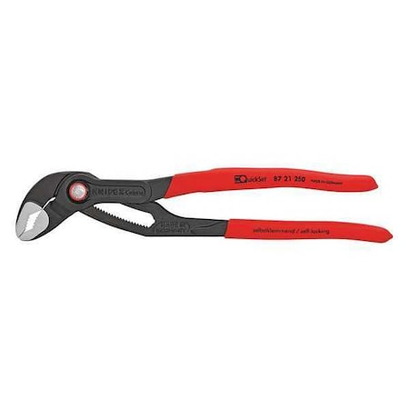 10 in V-Jaw Water Pump Plier Serrated, Plastic Grip