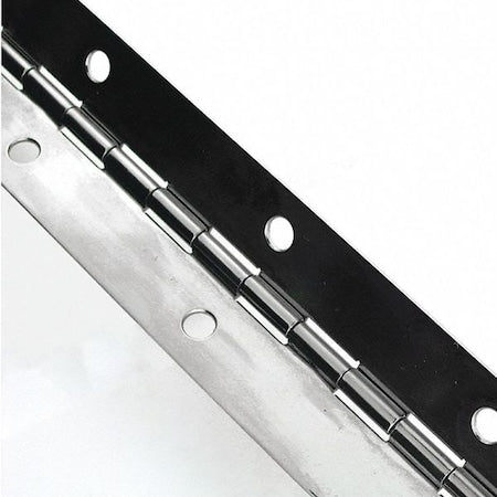 Piano Hinge, Stainless Steel, Full Surface Mounting, 2 in Leaf W x 72 in Leaf H, Mill
