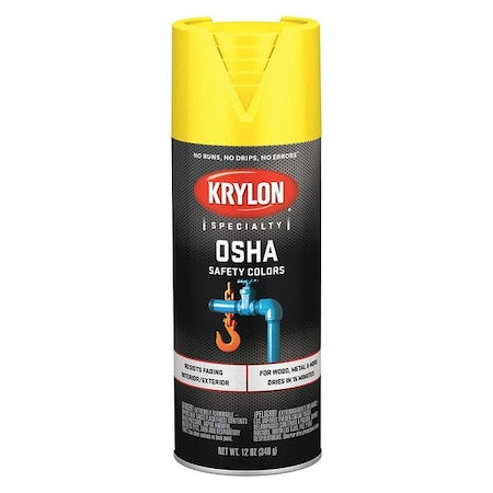 Spray Paint, Safety Yellow, Gloss, Solvent, 12 oz