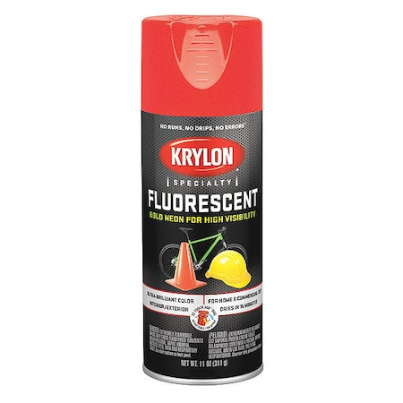 Spray Paint, Fluorescent Orange, Gloss, Solvent, 11 oz