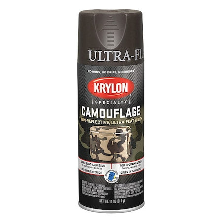 Spray Paint, Brown, Ultra-Flat, Solvent, 11 oz