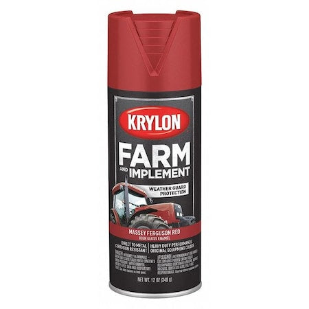 Spray Paint, Massey Ferguson Red, High-Gloss, Solvent, 12 oz