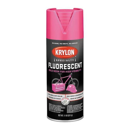 Spray Paint, Flourescent Cerise, Gloss, Solvent, 11 oz