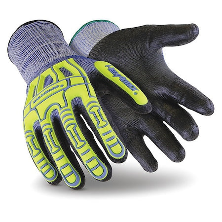 Hi-Vis Cut-Resistant Impact Coated Gloves, Cut Level A6 , Polyurethane , Foam , XL 1 PR