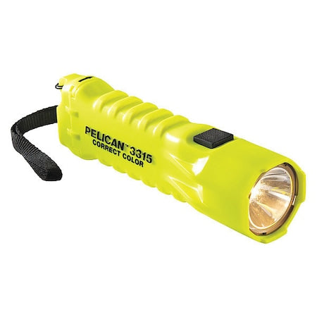 Yellow LED Industrial Handheld Flashlight, Alkaline AA, 130lm