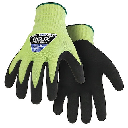 Hi-Vis Cut-Resistant Coated Gloves, Cut Level A9 , Dipped , Nitrile , Sandy , L 1 PR
