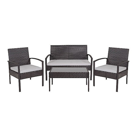 Aransas Patio Set, Blk w/Stl Frame, 4 pcs.