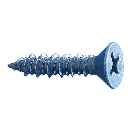 Dagger-Con Concrete Screw, 1/4"" Dia., Flat, 1 3/4"" L, DAGGER-GUARD BLUE, 2000 PK