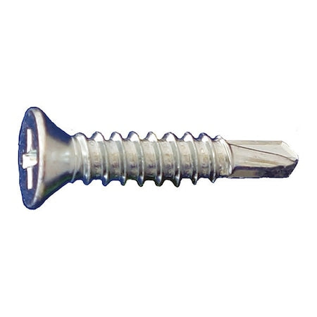 Self-Drilling Screw, #10 x 1-1/2 in, Zinc Plated Steel Flat Head Phillips Drive, 3000 PK
