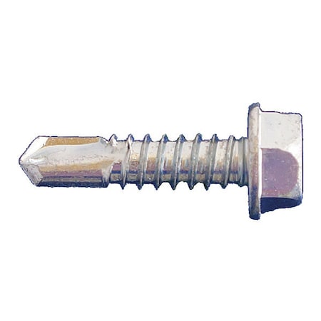 Self-Drilling Screw, #10 x 3/4 in, Zinc Plated Steel Flange Hex Head External Hex Drive, 5000 PK