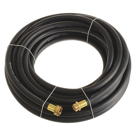 1/2 in ID x 100 ft L Garden Hose, EPDM Tube, Black, Brass x Brass Fitting