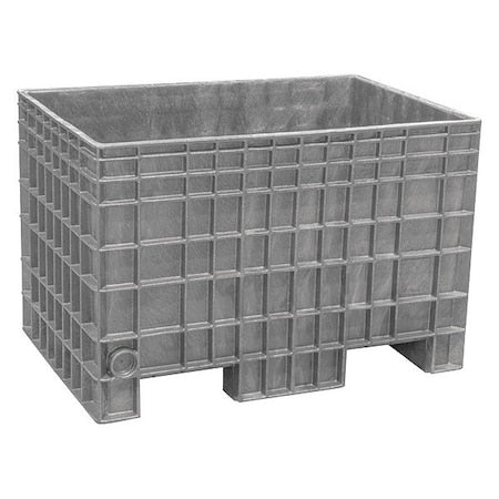 Bulk Container 13.8 cu ft Volume Cap., 41 5/8 in L, 28 3/4 in W, 27 3/4 in H, Plastic, Gray