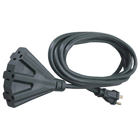 SJTOW Extension Cord, 14 AWG, Outdoor, 14/3, 3 Outlets, 5-15R, Black, PVC, 5-15P, 25 ft
