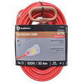 SJTW Extension Cord, 14 AWG, Outdoor, 14/3, 1 Outlets, 5-15R, Red, PVC, 5-15P, 100 ft