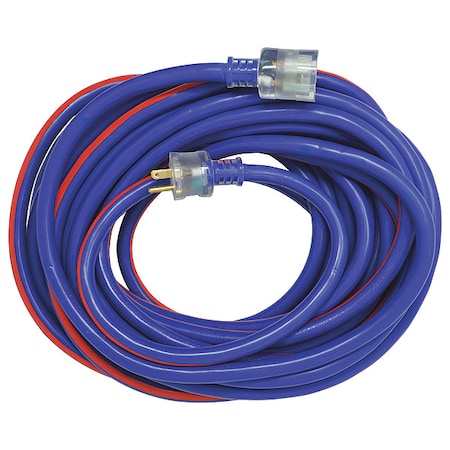 SJTW Extension Cord, 10 AWG, Outdoor, 10/3, 1 Outlets, 5-15R, Blue/Red, PVC, 5-15P, 50 ft