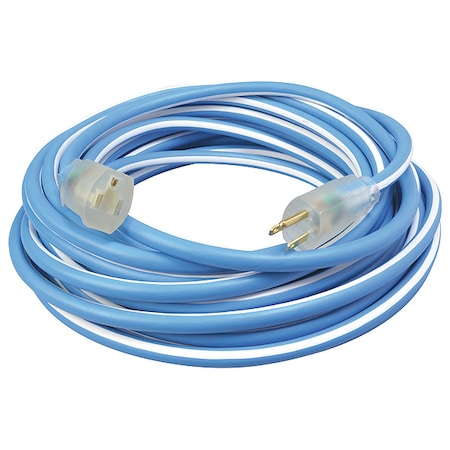 SJEOW Extension Cord, 12 AWG, Outdoor, 12/3, 1 Outlets, 5-15R, Blue/White, TPE, 5-15P, 25 ft