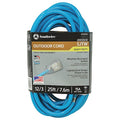 SJTW Extension Cord, 12 AWG, Outdoor, 12/3, 1 Outlets, 5-15R, Blue, PVC, 5-15P, 25 ft