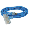 SJTW Extension Cord, 12 AWG, Outdoor, 12/3, 3 Outlets, 5-15R, Blue, PVC, 5-15P, 50 ft