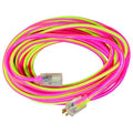 SJTW Extension Cord, 12 AWG, Outdoor, 12/3, 1 Outlets, 5-15R, Pink/Green, PVC, 5-15P, 50 ft