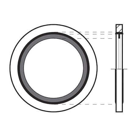 Sealing Washer, Fits Bolt Size 1 in Steel/Buna-N, Cadmium-Plated Finish
