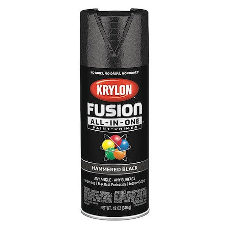 Hammered Spray Paint, Black, Gloss, Solvent, 12 oz