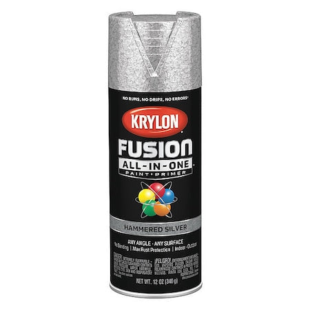 Hammered Spray Paint, Silver, Gloss, Solvent, 12 oz