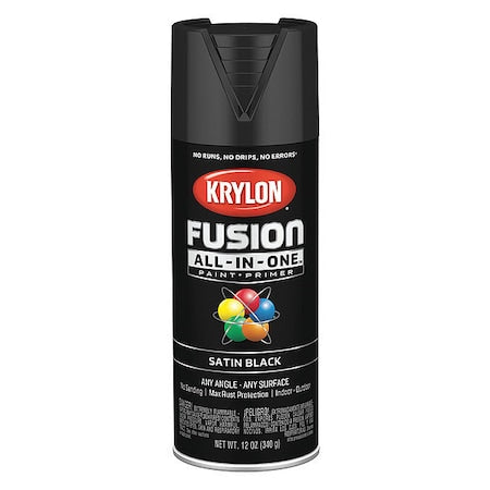 Rust Preventative Spray Paint, Black, Satin, Solvent, 12 oz