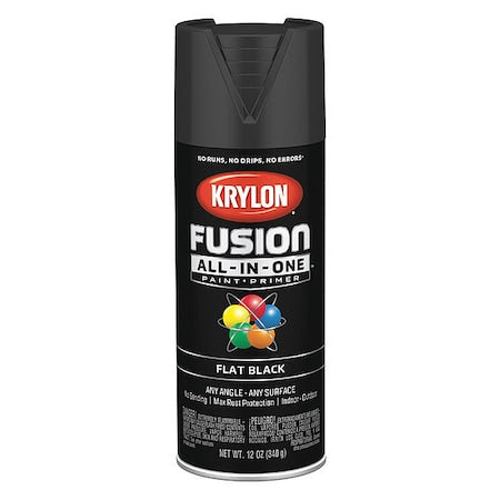 Rust Preventative Spray Paint, Black, Flat, Solvent, 12 oz