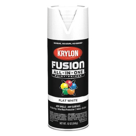 Rust Preventative Spray Paint, White, Flat, Solvent, 12 oz