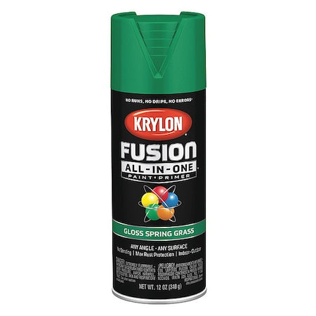 Rust Preventative Spray Paint, Spring Grass, Gloss, Solvent, 12 oz