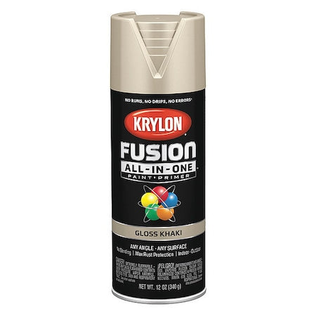 Rust Preventative Spray Paint, Khaki, Gloss, Solvent, 12 oz