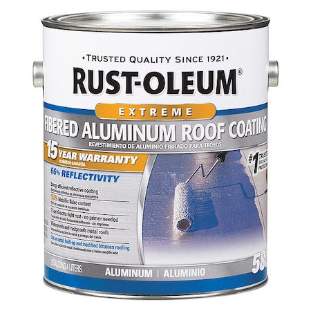 Aluminum Roof Coating, 0.9 gal, Light Gray, VOC Content: 397g/L