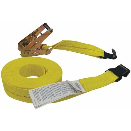 Tie Down Strap, Flat-Hook, Yellow