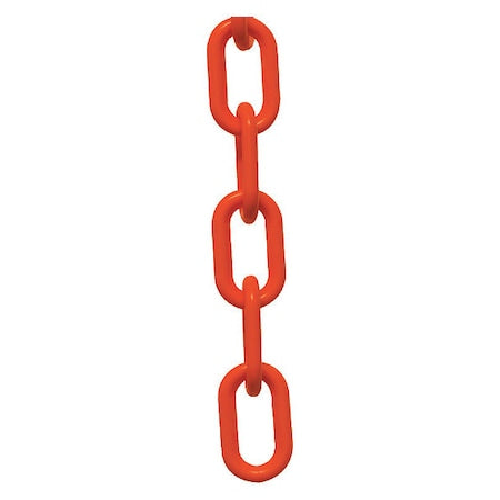 Plastic Chain, Safety Orange, 25 ft Length, Gloss
