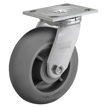 6"" X 2"" Non-Marking Rubber Soft Round Swivel Caster, No Brake, Loads Up To 450 lb