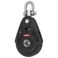 Pulley Block, Fibrous Rope, 3/4 in Max Cable Size, 7, 150 lb Max Load, Anodized