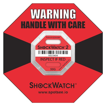 G-Force Indicating Label, Red, 50g-force, PK50