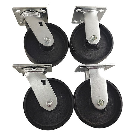 Plate Casters, Rigid, Swivel, 7 1/2"H, PK4