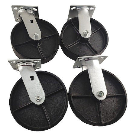 Plate Casters, Rigid, Swivel, 9 1/2"H, PK4