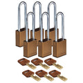 Lockout Padlock, Keyed Different, Aluminum, Brown, 3 in Shackle Height, 1 1/2 in Body Width, 6 PK