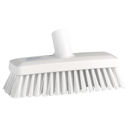 3 in W Deck and Wall Brush Head, Stiff, Not Applicable L Handle, 8 57/64 in L Brush, White