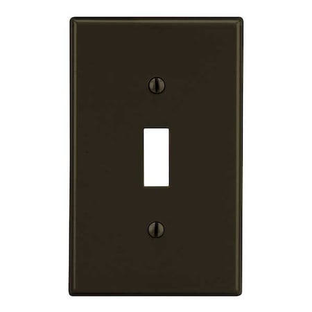 Toggle Switch Wall Plate, Number of Gangs: 1 Plastic, Satin Finish, Brown