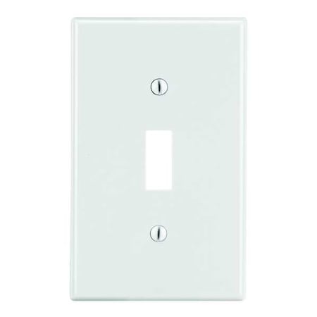 Toggle Switch Wall Plate, Number of Gangs: 1 Plastic, Satin Finish, White