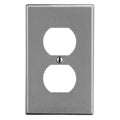 Duplex Receptacle Wall Plate, Number of Gangs: 1 Plastic, Satin Finish, Graphite