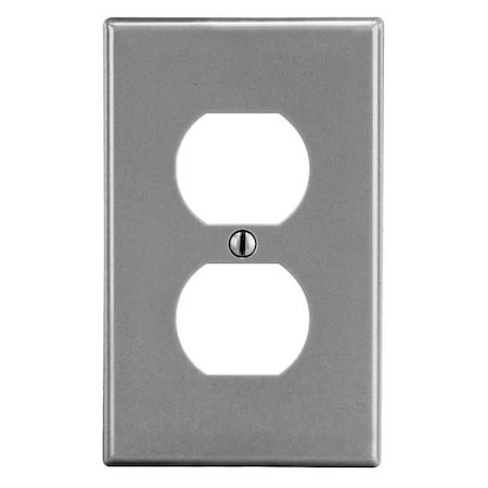 Duplex Receptacle Wall Plate, Number of Gangs: 1 Plastic, Satin Finish, Graphite