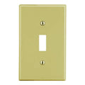 Toggle Switch Wall Plate, Number of Gangs: 1 Plastic, Satin Finish, Ivory