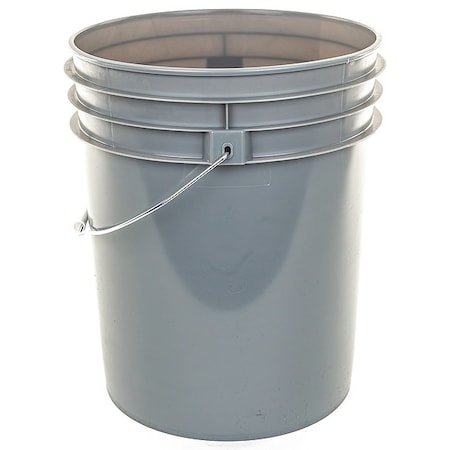 5 gal Round Storage Pail, Gray, High Density Polyethylene