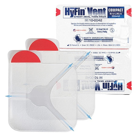 Vented Chest Seal, 6 5/8"x1/8", PlasticPK2